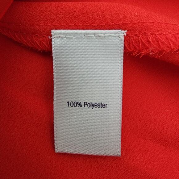 Jennifer Lopez Womens Chiffon Faux Wrap Top M Red Keyhole Wide 3/4 Sleeve Light - Picture 8 of 9